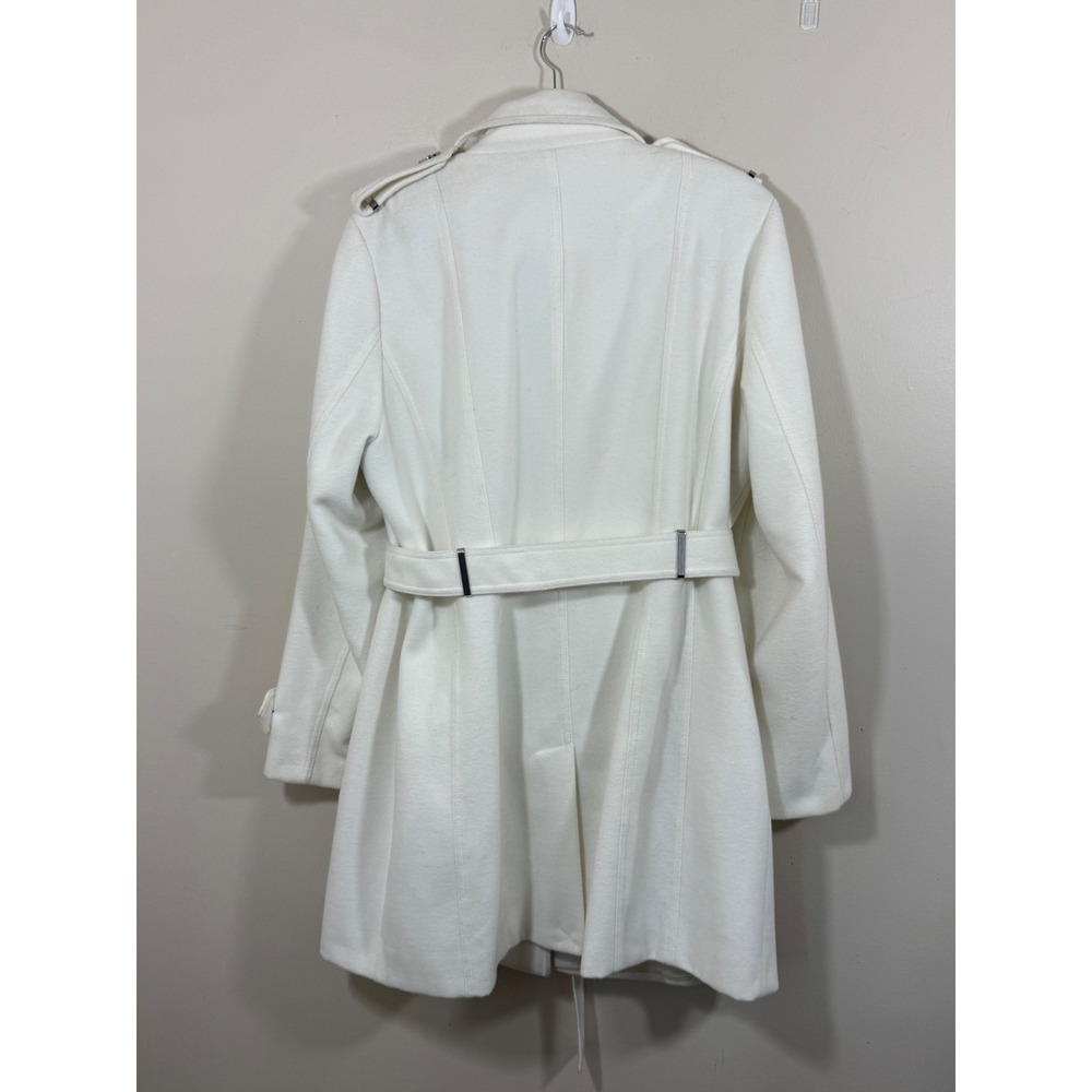 Calvin Klein Coat Women's XL White Belted Double Breasted Classic Quite Luxury - Picture 2 of 13